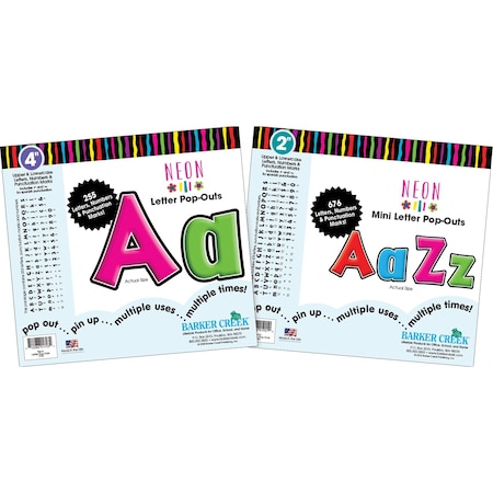 Barker Creek Neon 2" & 4" Letter Pop-Outs Set, 931/Set 3502